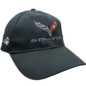 Bayside Corvette Stingray C7 Black Embroidered Hat Made in USA Adjustable Cap
